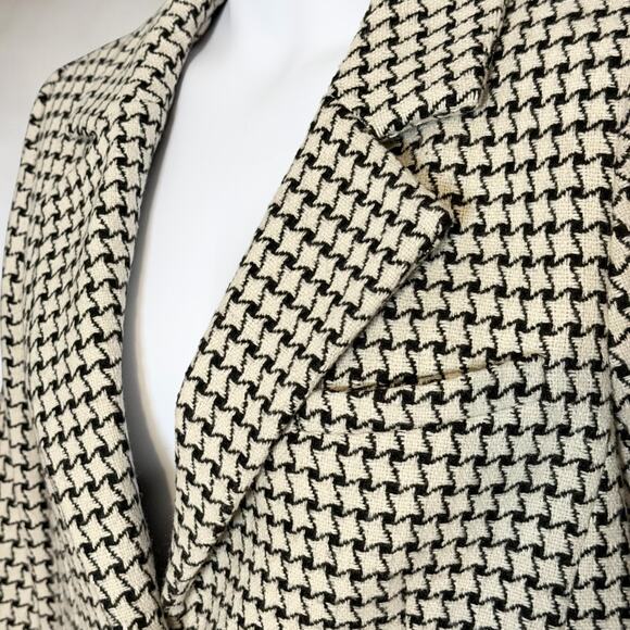Linea by Louis Dell’Olio Y2K Houndstooth Blazer L Black Ivory Wool Blend Classic - Picture 4 of 8